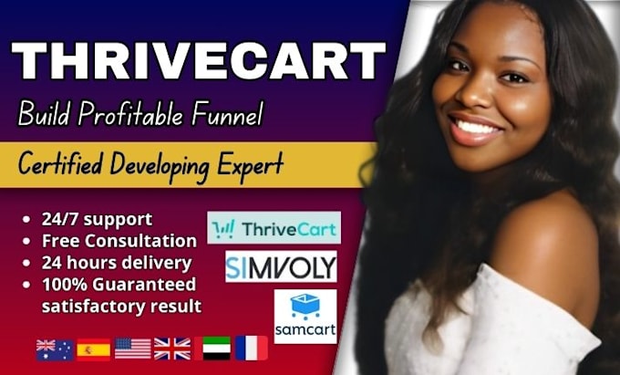 Gig Preview - Build thrivecart sales funnel, landing page on thrivecart, samcart and simvoly