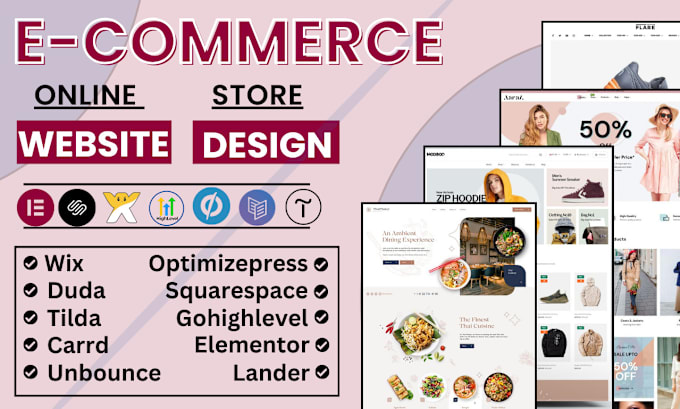 Gig Preview - Design ecommerce store with elementor, unbounce, instapage, optimizepress, carrd