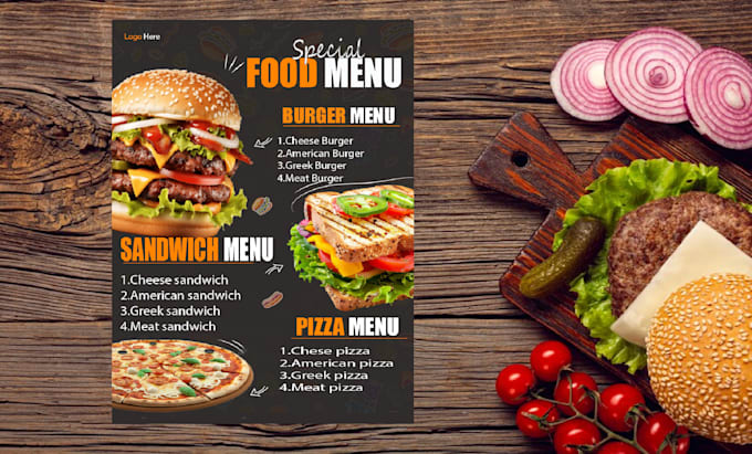 Gig Preview - Design impressive menu for your restaurant within 8hours