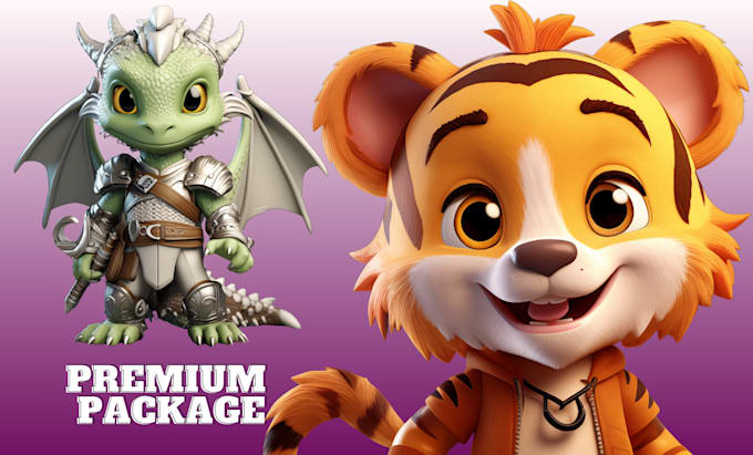 Gig Preview - Design 3d cute character, animal, mascot, cartoon for 3d game and rendering