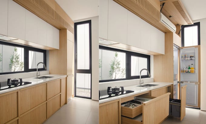 Gig Preview - Render kitchen interior design kitchen cabinet kitchen set kitchen furniture