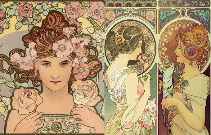 Gig Preview - Draw art nouveau illustration, retro vintage poster, art deco, retro vintage art