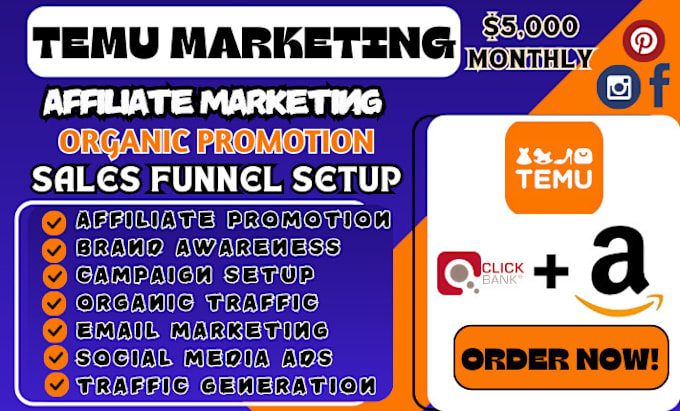 Gig Preview - Promote temu affiliate link, and affiliate marketing for passive income