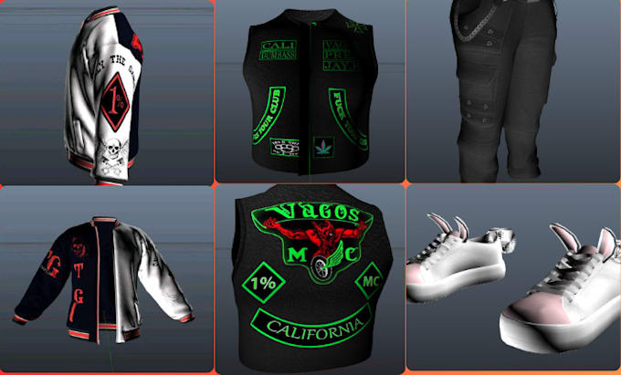 Gig Preview - Make custom fivem mc kuttes, biker vest, clothes, shoes, pantes and designs