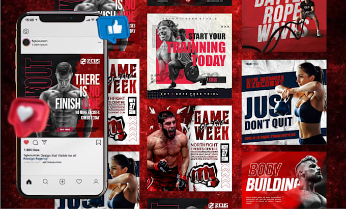 Gig Preview - Design attractive social media posts poster for gym fitness