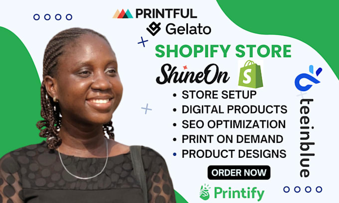 Gig Preview - Setup shopify shine on, shopify printful,print on demand, etsy shop, shopify seo