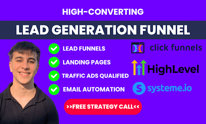 Gig Preview - Build your lead generation funnel in gohighlevel, systemeio