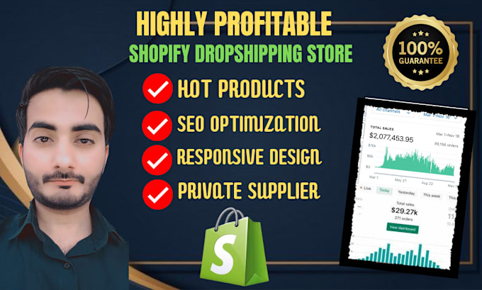 Gig Preview - Create a highly profitable branded shopify dropshipping store or shopify website