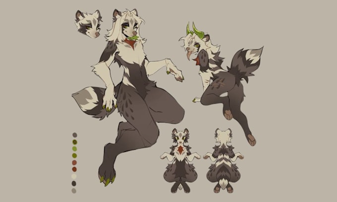 Gig Preview - Create furry art fursona character reference sheet oc furry nsfw furry sticker