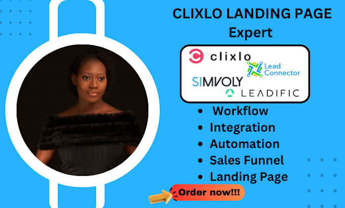 Gig Preview - Clixlo simvoly landing page, clixlo leadific funnel leadconnector