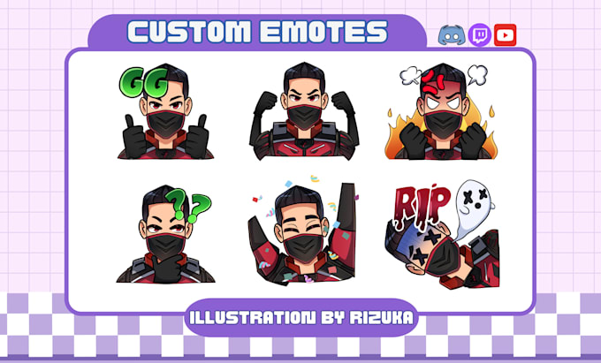 Gig Preview - Draw and animated emotes for twitch, discord, kick, youtube for vtuber