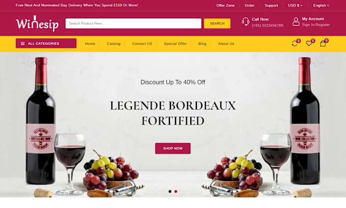 Gig Preview - Design wine shopify store liquor shopify store beverages website wine website