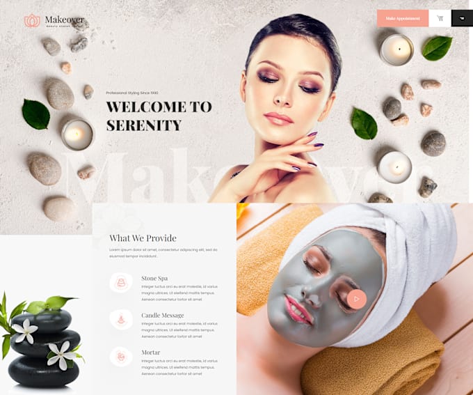 Gig Preview - Create skin care, makeup, cosmetic, hair salon, spa website