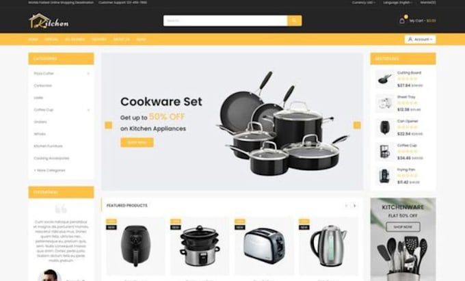 Gig Preview - Design  exceptional kitchen accessories shopify utensils store cookware website