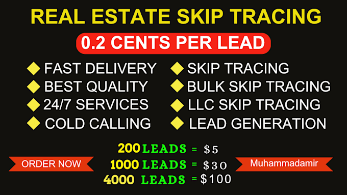 Bestseller - do skip tracing for real estate and llc skip tracing in bulk