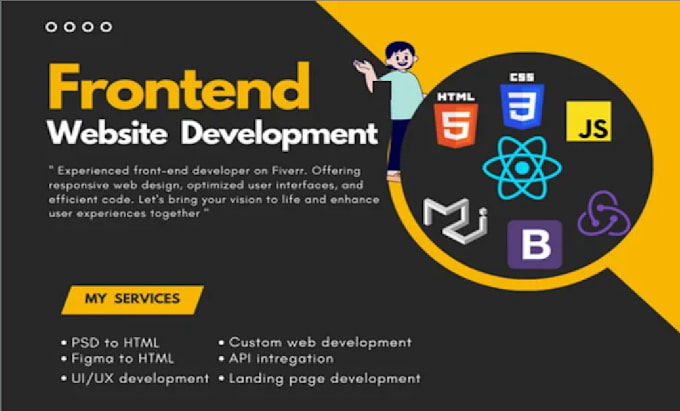 Gig Preview - Be your frontend web developer using react, HTML, CSS, js