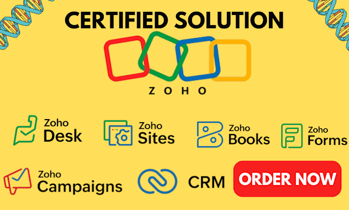 Gig Preview - Set up zoho CRM campaigns books forms zoho sites zoho desk