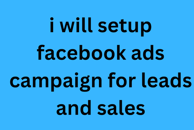 Gig Preview - Setup facebook ads campaign for leads and sales