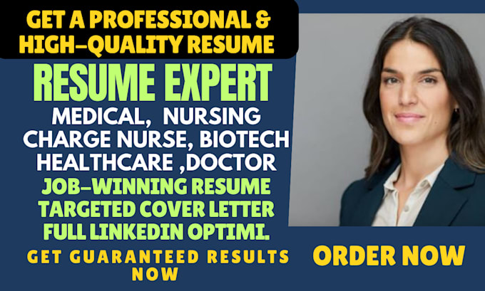 Gig Preview - Write perfect resume for healthcare medical nanny charge nurse, medical coder rn