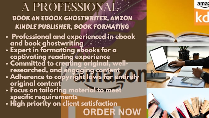 Gig Preview - Be your book and ebook writer, ghostwriter, amazon book publisher and formating