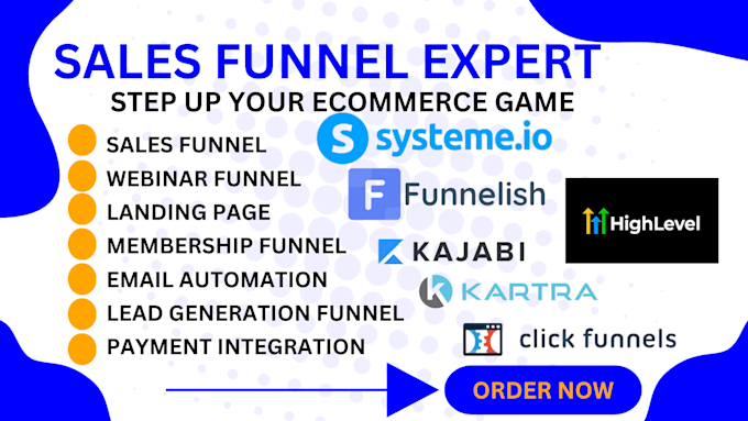 Gig Preview - Build high converting sales funnel in systeme io or gohighlevel, landing page