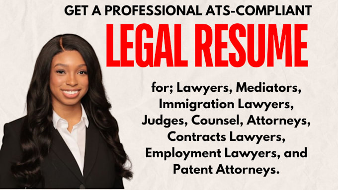 Gig Preview - Write patent attorney, corporate lawyer resume, counsel, paralegal judge cv