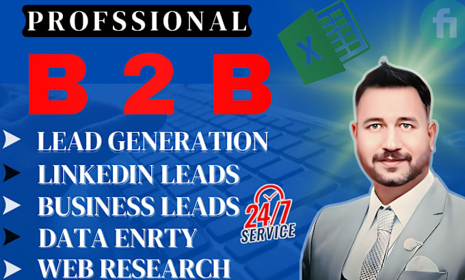 Gig Preview - Do data enrichment, linkedin lead, data entry, b2b lead generation, web research