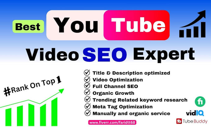 Bestseller - do best youtube video SEO expert for organic ranking and channel growth manager