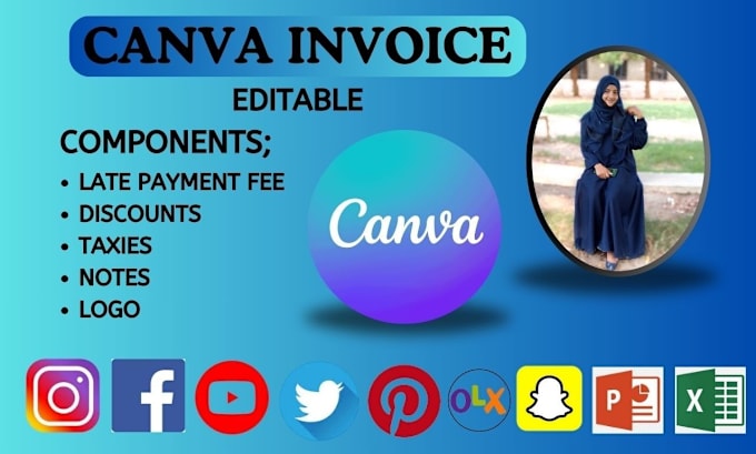 Gig Preview - Create canva invoice many canva pro options are available