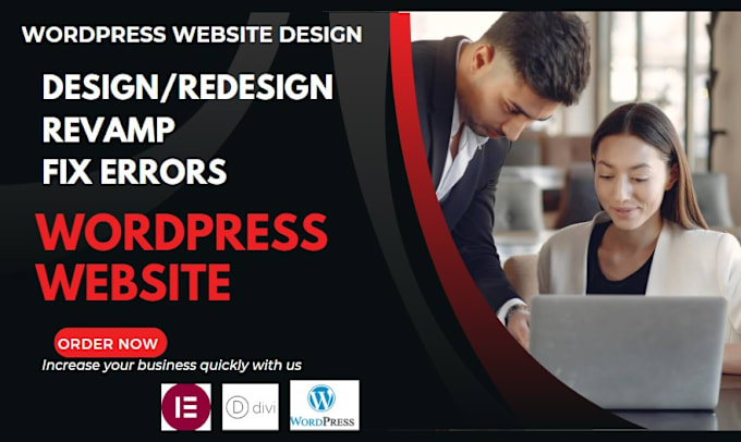 Gig Preview - Build wordpress website design custom business website wordpress development seo