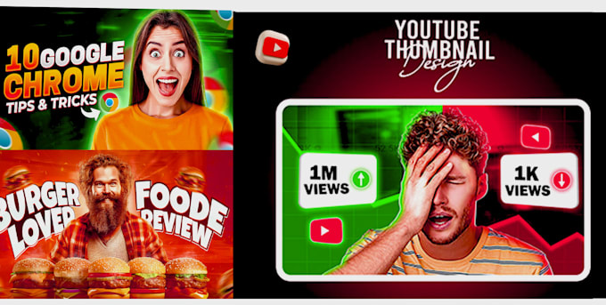 Gig Preview - Design attractive clickbait amazing youtube thumbnail in 3hr