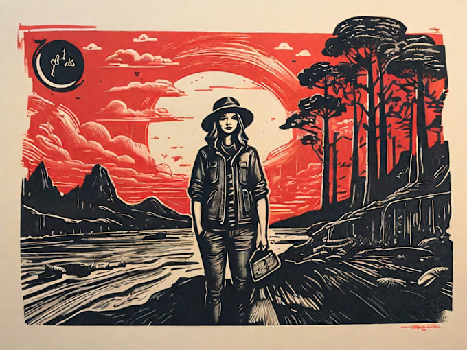 Gig Preview - Create awesome linocut illustration for your brand