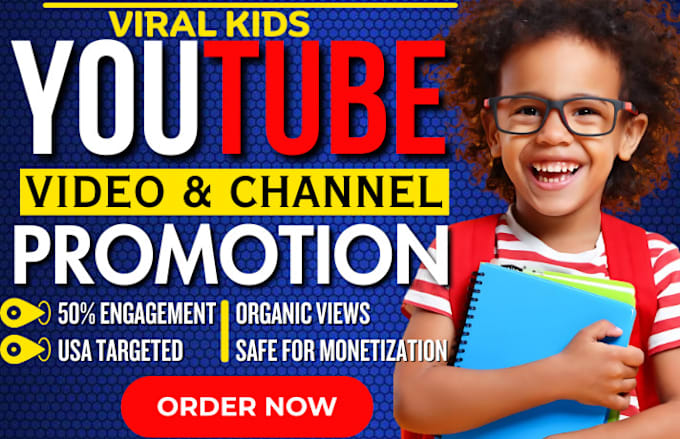 Gig Preview - Monetize super fast organic USA kids youtube video promotion kids channel market