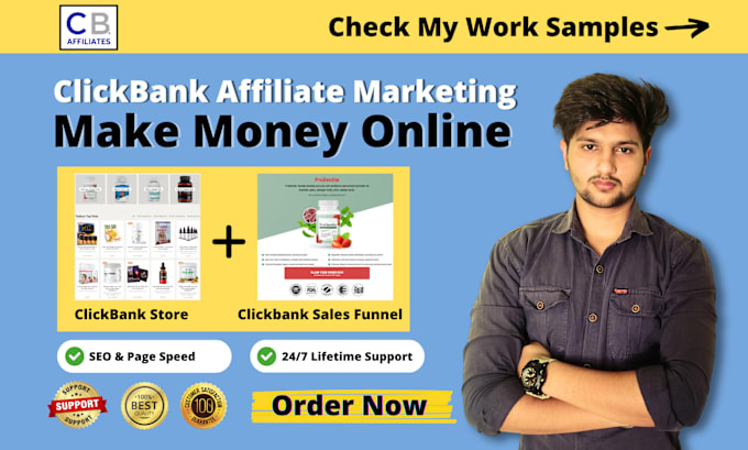 Gig Preview - Make clickbank affiliate marketing website sales funnel landing page