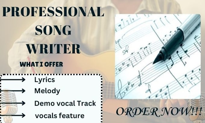 Gig Preview - Energetic songwriter custom song writing singer lyrics