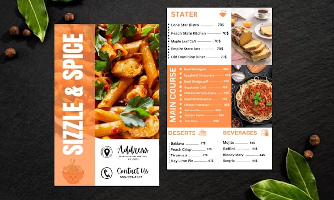 Gig Preview - Design creative and elegant restaurant menus