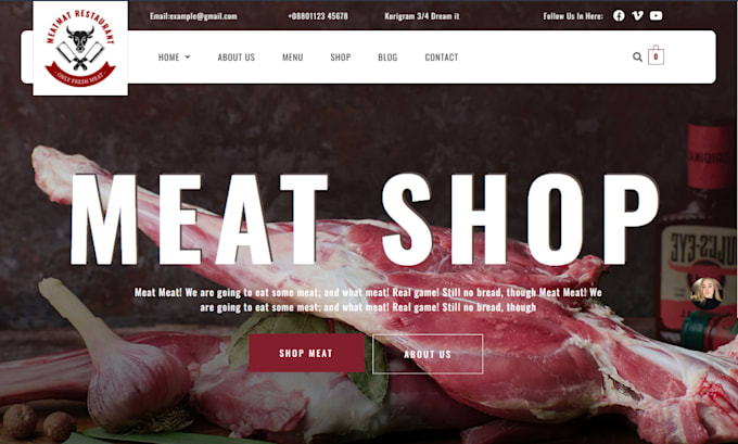 Gig Preview - Design stunning butcher shopify seafood store grocery store restaurant website