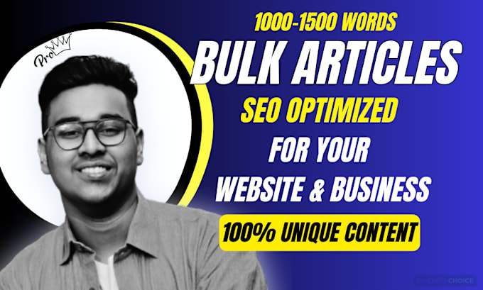 Gig Preview - Write bulk articles and SEO blog posts for your website