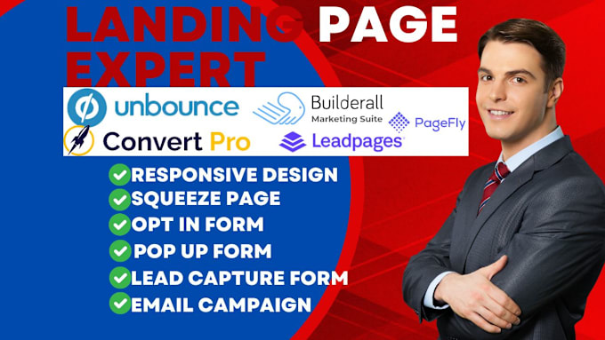 Gig Preview - Design landing page using builderall convertpro leadpagespro unbouncepro pagefly