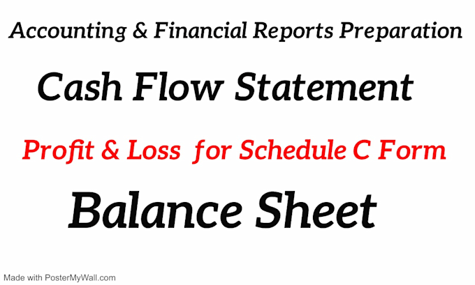 Gig Preview - Prepare balance sheet, profit and loss, cash flow statement for tax