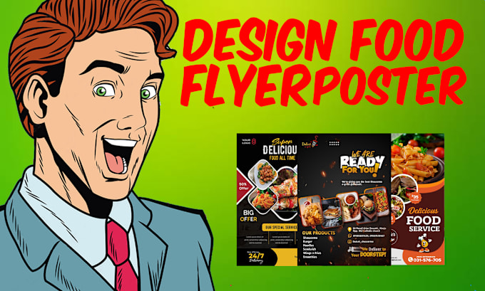 Gig Preview - Design attractive food flyer poster, restaurant menu card