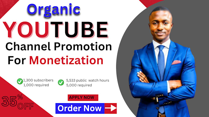 Gig Preview - Do fast organic youtube video and channel promotion for monetization