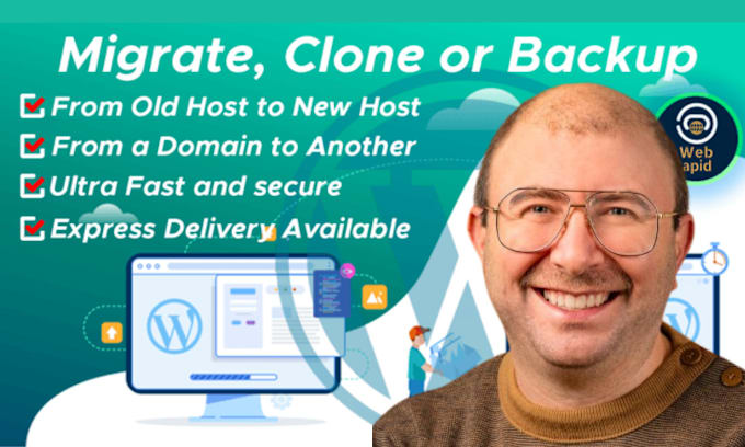 Gig Preview - Migrate, clone, backup, transfer and duplicate your wordpress website