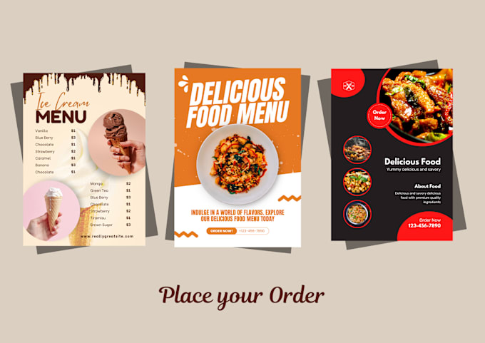 Gig Preview - Design food menu, posters and advertisement posts