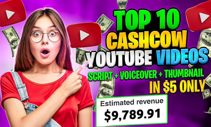 Bestseller - create top 10 cash cow faceless videos and cash cow youtube automation channel