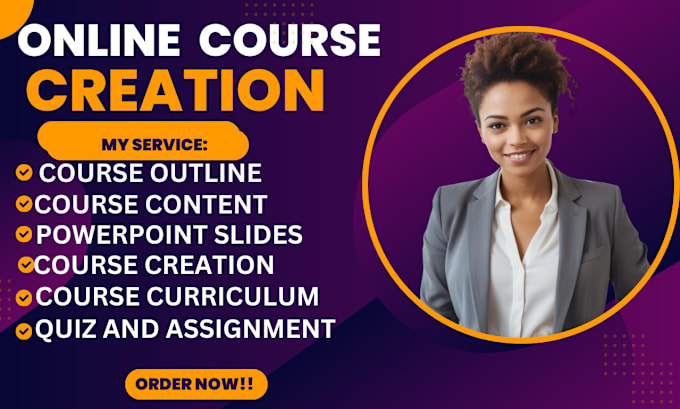 Gig Preview - Create online course content for online course, course creation, course content