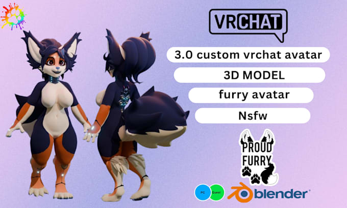 Gig Preview - Do vrchat commission, vrchat avatar, vseeface, furry model, nsfw, fursona