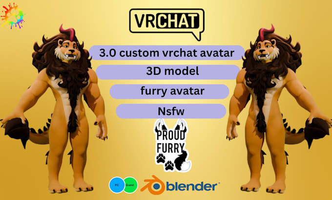 Gig Preview - Do 3d avatar commision, vrchat avatar, furry nsfw, vseeface, fursona, vtuber