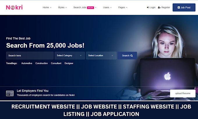 Gig Preview - Design a recruitment website, job website, staffing website