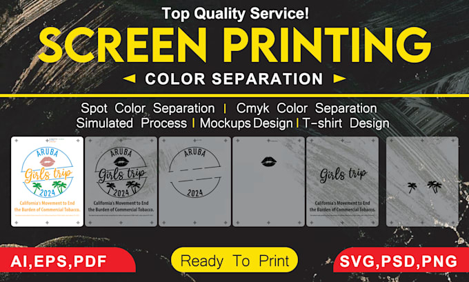 Gig Preview - Do professional color separation for your t shirt screen printing design